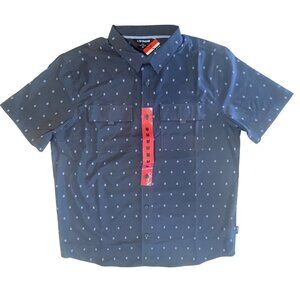 Voyager Mens Medium Short Sleeve Button-Up Shirt Gray Patterned  Grey Med M